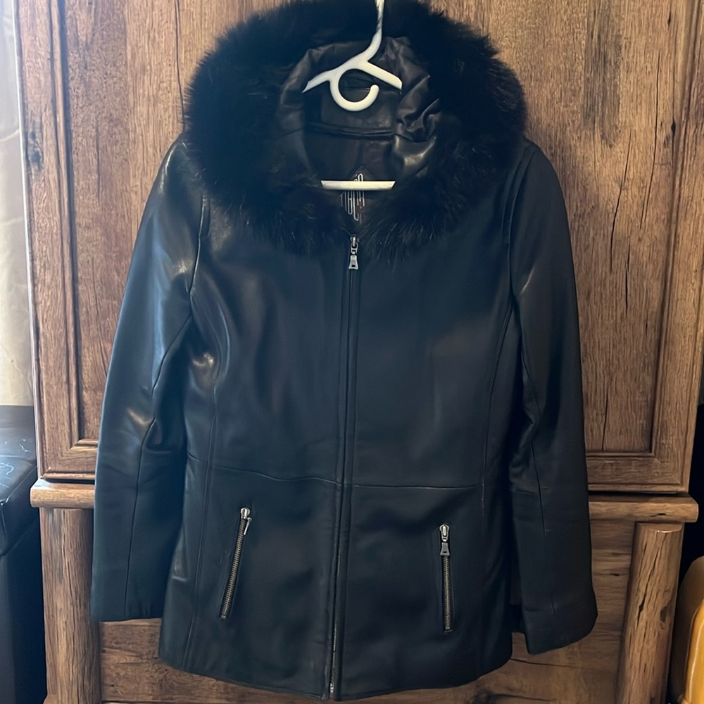 Black leather coat